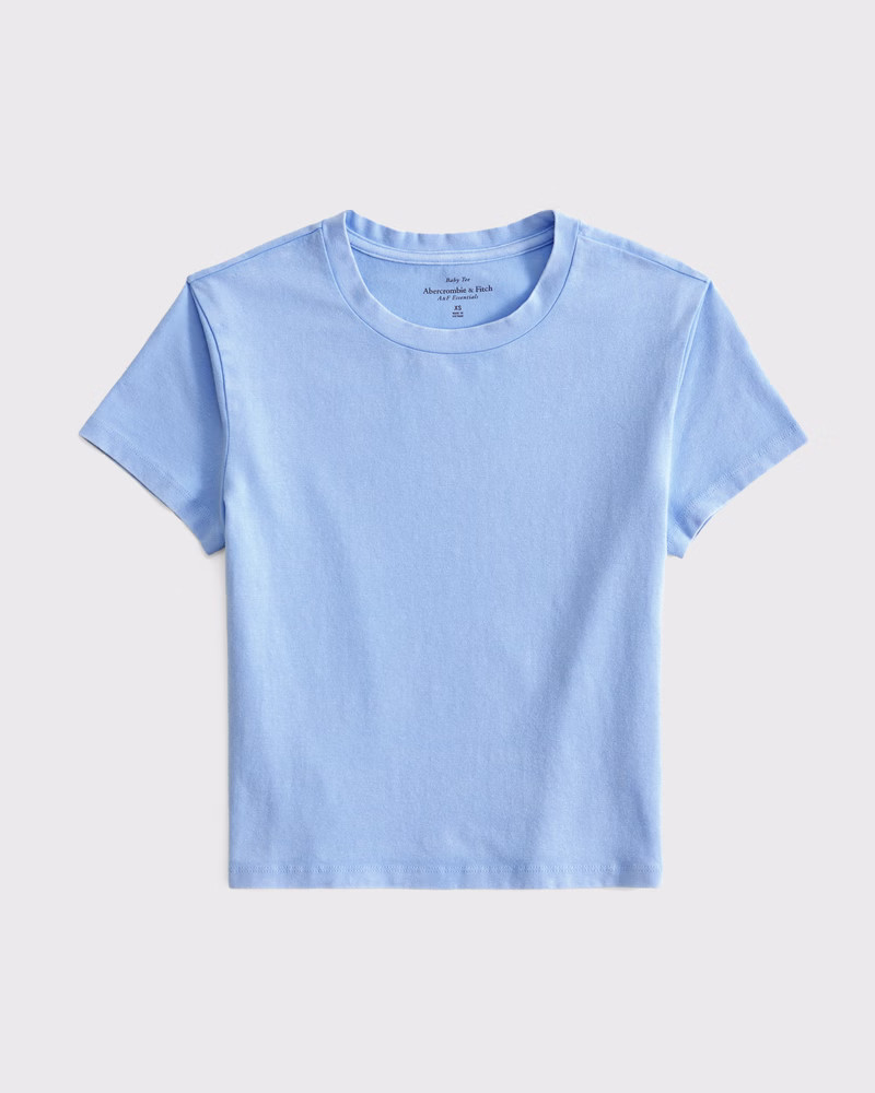 Abercrombie & Fitch Women's Essential Baby Tee in Sky Blue - Size XXS | Abercrombie & Fitch (US)