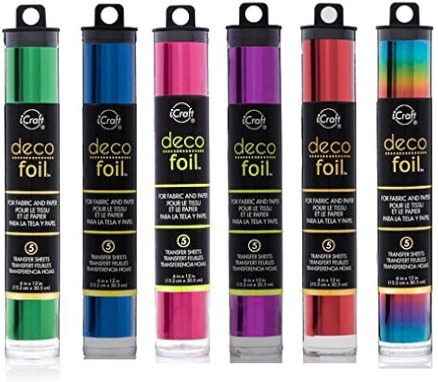 Deco Foil - Transfer Sheets - Green, Ocean Blue, Magenta, Purple, Red & Vibrant Rainbow - Bundle ... | Amazon (US)
