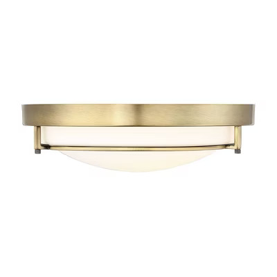2 Light Flush Mount with Glass Natural Brass - Aurora Lighting | Target