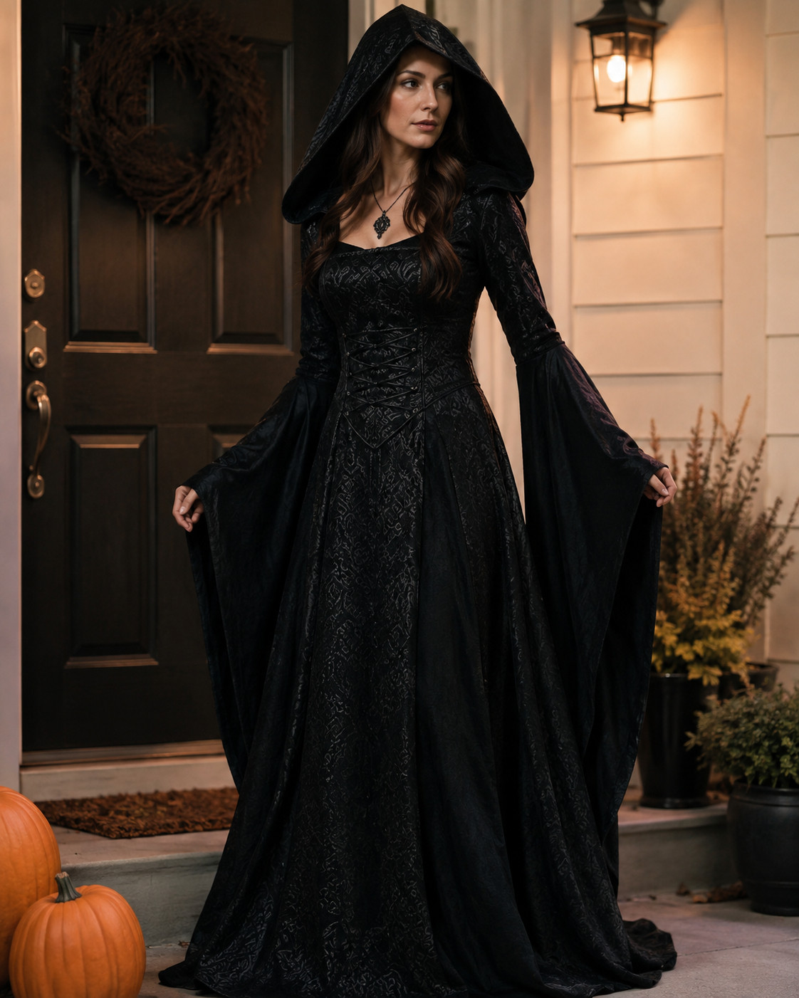 This Amazon find is such a good Halloween pick if you want something spooky but still super pretty 🖤 The dramatic hood, corset-style waist and flowing sleeves give it that dark fairytale vibe without needing a ton of extra accessories. Perfect for Halloween parties, haunted-house nights or handing out candy at home. #AmazonFind #AmazonHalloween #HalloweenCostume #WitchCostume #HalloweenDress #WomensHalloweenCostume #SpookySeason #HalloweenParty #GothicDress #HalloweenOutfit #LTKHalloween 

 #LTKSeasonal #LTKU #LTKSaleAlert