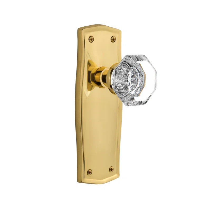 Clear Crystal Waldorf Privacy Door Knob with Prairie Long Plate | Wayfair North America