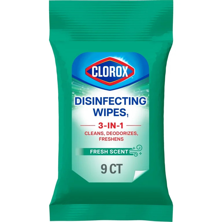 Clorox Disinfecting Cleaning Wipes To Go Pack, Bleach Free, Fresh Scent, 9 Count | Walmart (US)
