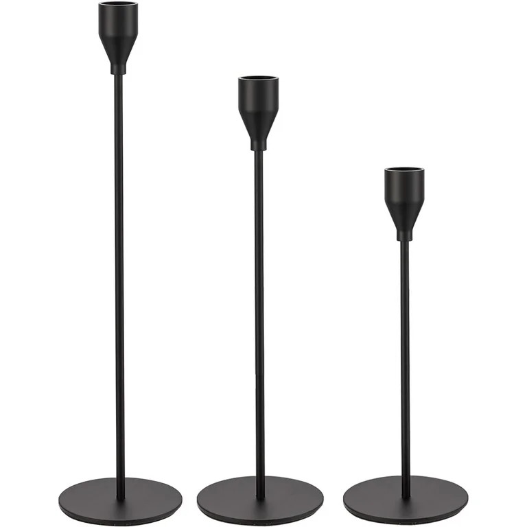 HBlife Set of 3 Matte Black Candle Holders for Taper Candles, Decorative Candlestick Holder for W... | Walmart (US)