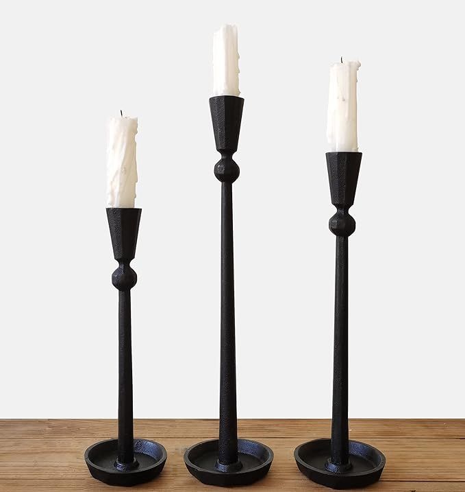BSTGIFTS Iron Taper Candle Holder Set 3 - Decorative Candle Stand - Candlestick Holder for Weddin... | Amazon (US)