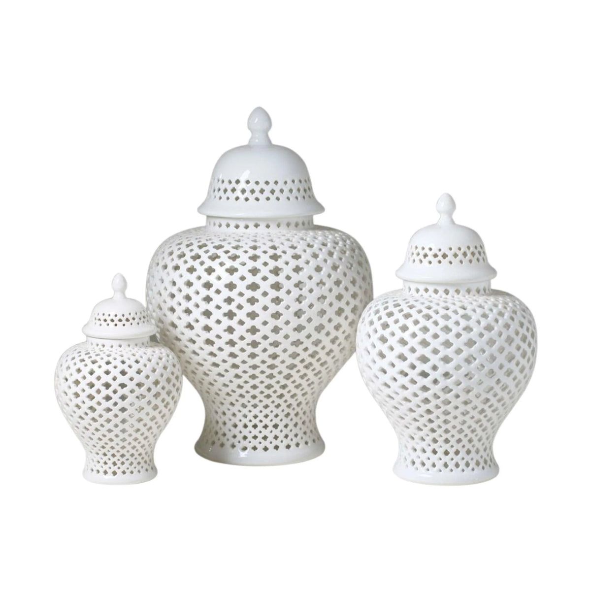 White Lattice Porcelain Lidded Ginger Jar | The Well Appointed House, LLC