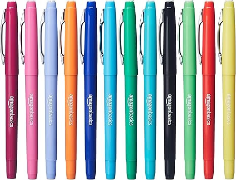 Amazon Basics Felt Tip Marker Pens - Assorted Color, 12-Pack | Amazon (US)