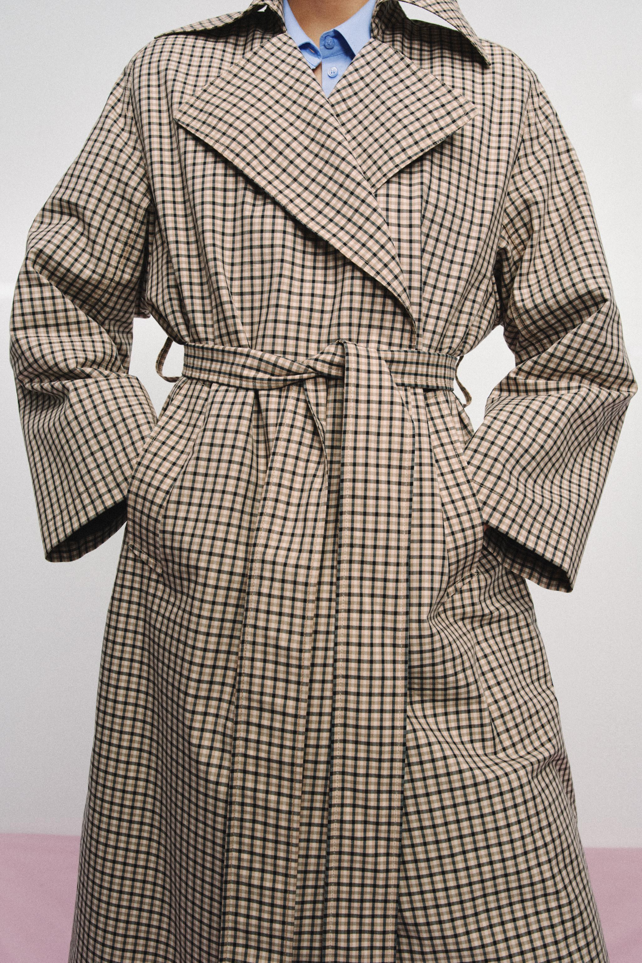 ZW COLLECTION OVERSIZE CHECK TRENCH COAT | Zara UK