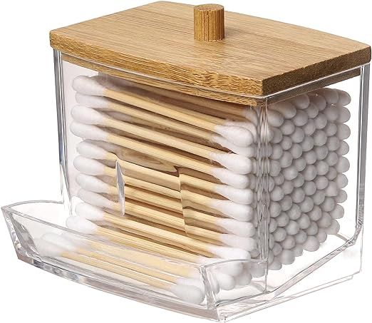 Tbestmax 7 OZ Cotton Swab Pads Holder, Qtip Cotton Ball Dispenser, Bathroom Containers Apothecary... | Amazon (US)