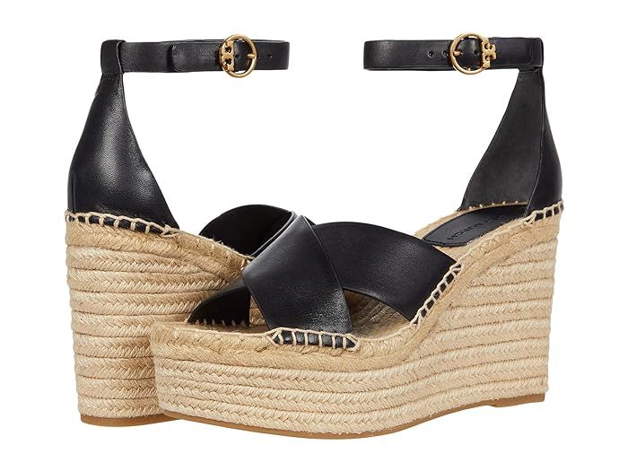 Tory Burch Selby 105 mm Wedge Espadrille (Perfect Black/Perfect Black) Women's Shoes | Zappos