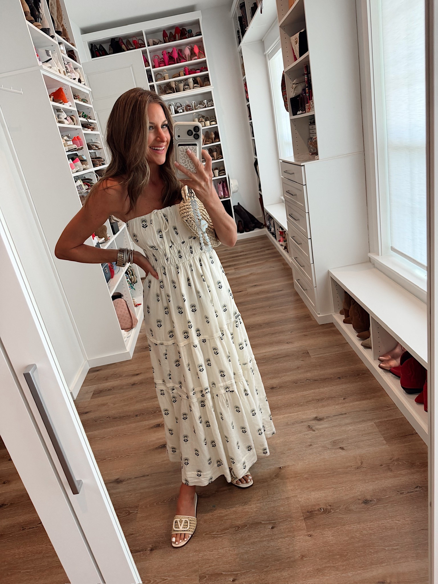 In a small dress, clutch, sandals and accessories- fits tts.

#LTKgrwm #LTKootd #LTKSeasonal