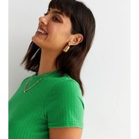 Green Ribbed Belted Midi Dress New Look | New Look (UK)