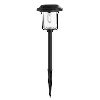 Hampton Bay Laurelview 14 Lumens Black Weather Resistant LED Outdoor Solar Path Light with Water ... | The Home Depot