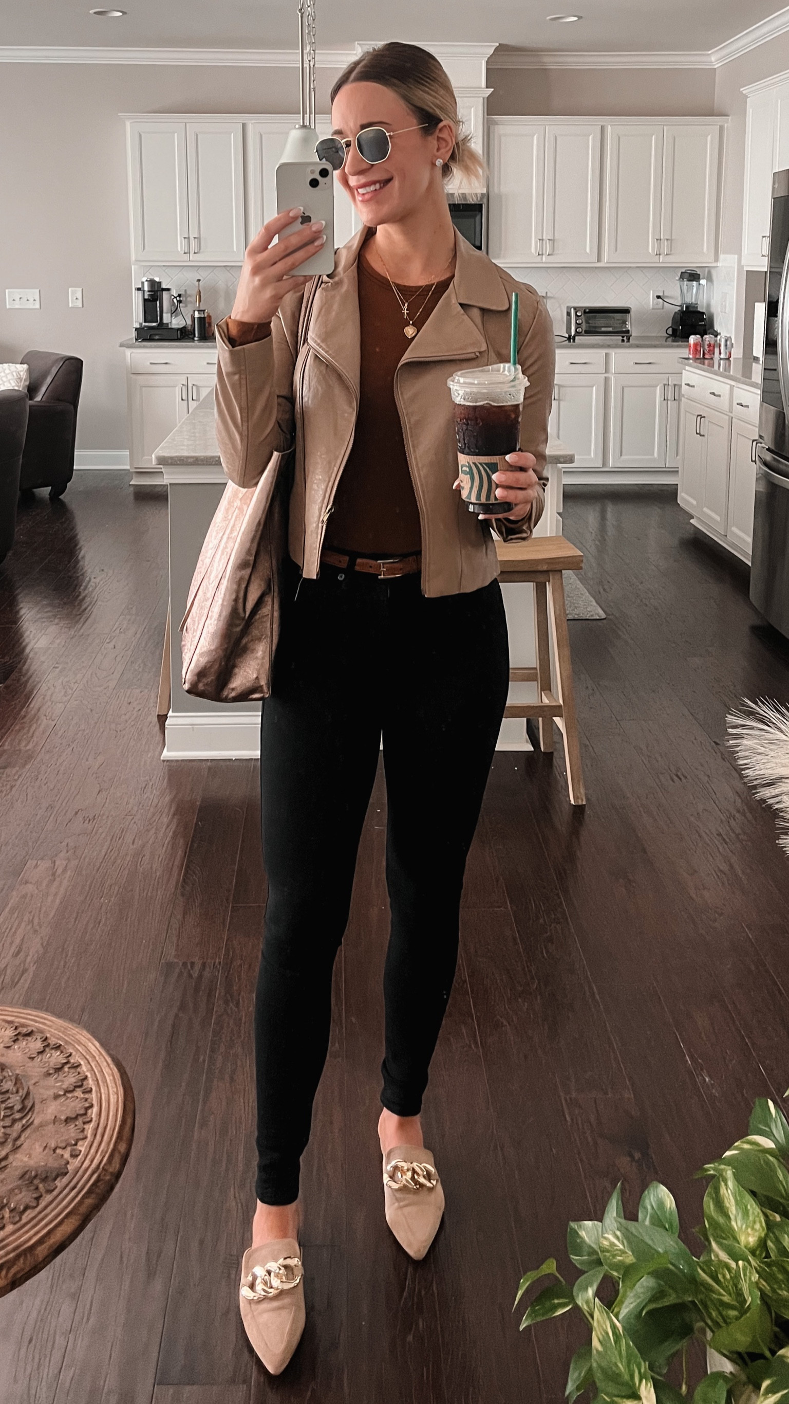 My favorite part about fall (autumn 🙃) style is getting to play with neutrals such as beige/tan, brown, gold, metallics, and black! 🍁 🍂 
I wasn’t able to find exact matches for everything, but found some close matches with good reviews - my size in the jeans is 25 (they’re a little snug 😁)  and the top is a size 6 and I wear an 8 for shoes!

#LTKSeasonal #LTKworkwear