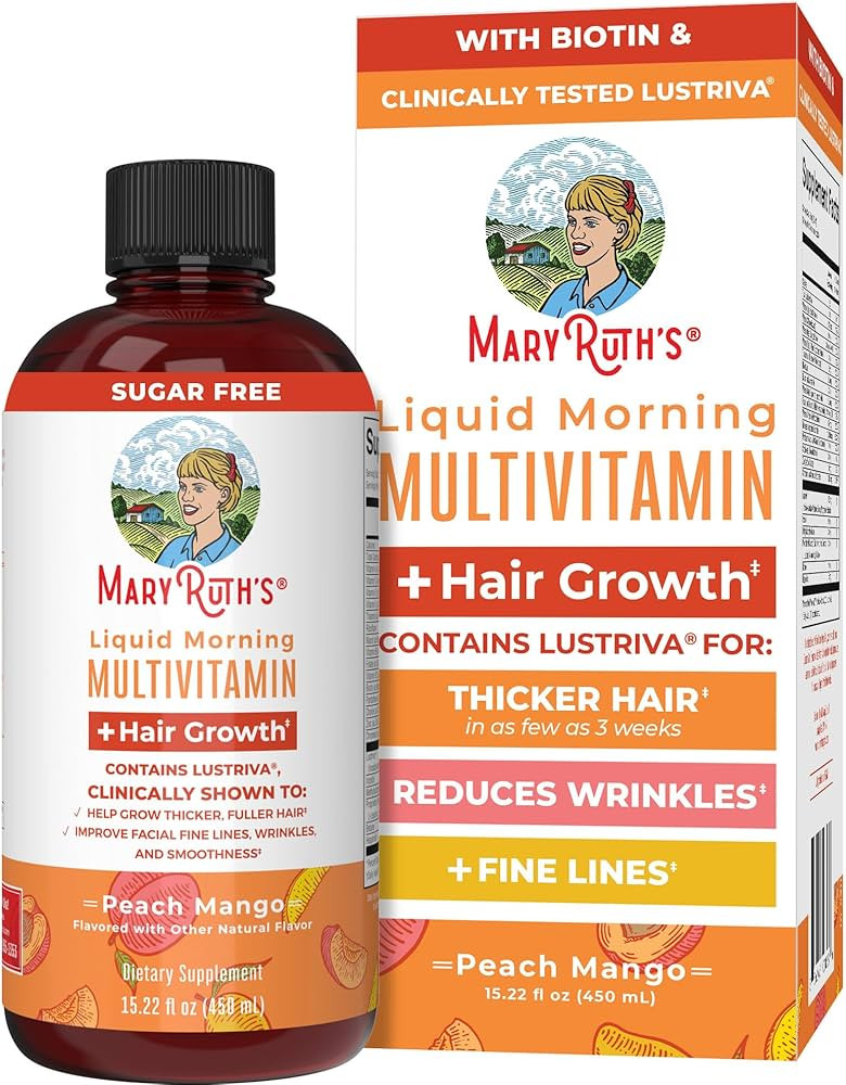 MaryRuth Organics Liquid Multivitamin + Hair Growth | Biotin 10000mcg | Lustriva Hair Growth Supp... | Amazon (US)