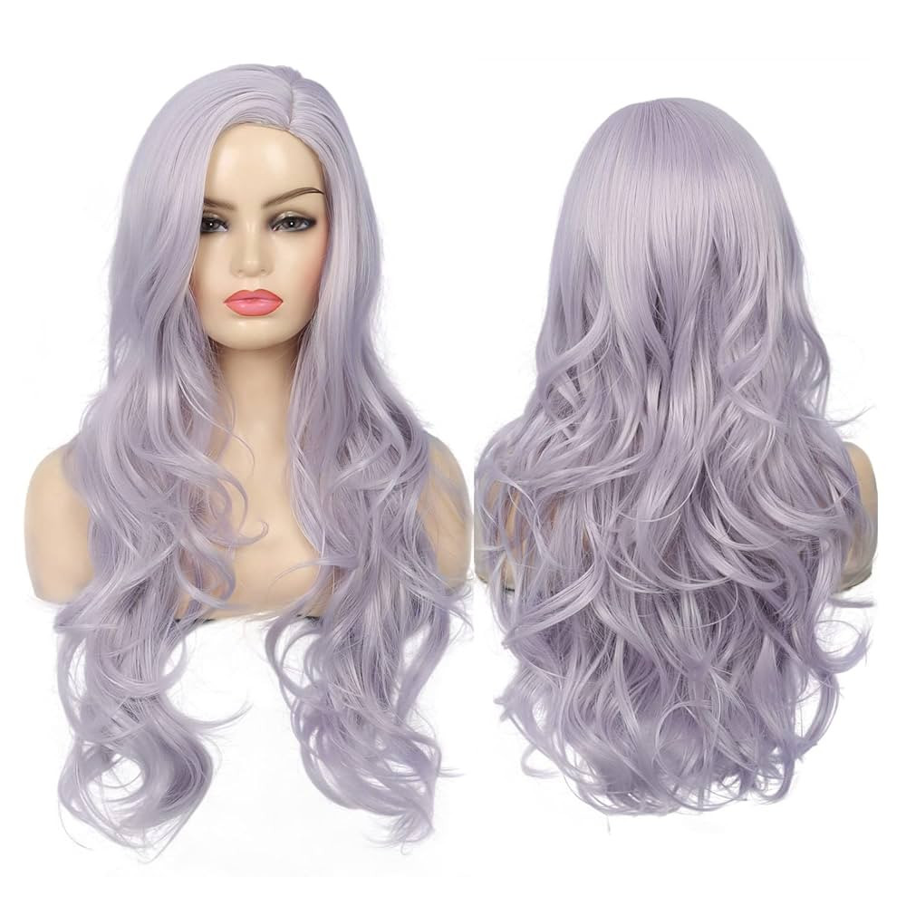 Purple Wig for Women Long Wavy Curly Side Part Wig Natural Wavy Hair Wigs for Daily Party Cosplay... | Amazon (US)