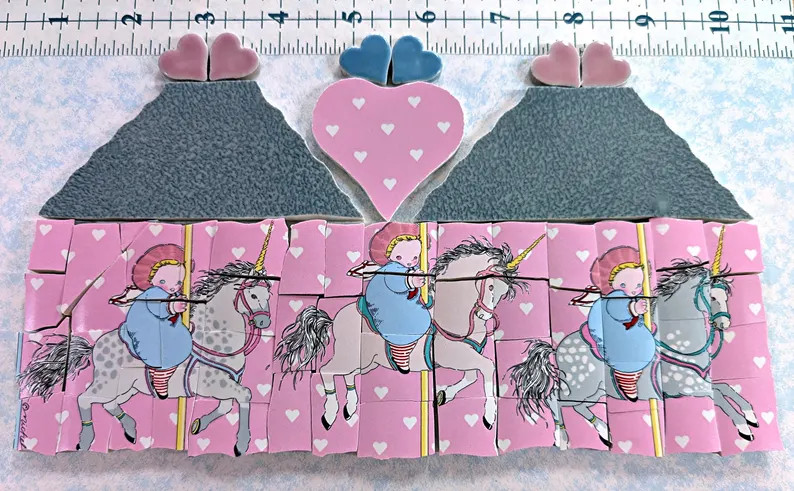 Carousel Fantasy Unicorn Horses - Hand-cut Broken China Mosaic Tiles - Etsy | Etsy (Global)