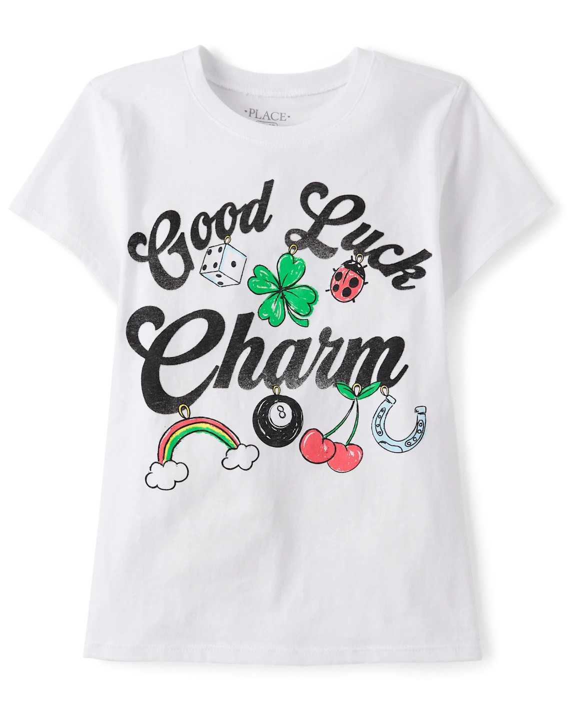 Girls St. Patrick's Day Good Luck Charm Graphic Tee - white | The Children's Place