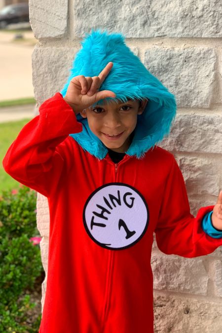 Dr. Seuss, Thing 1 costume for Dr. Seuss Day at school. This kid 🤣🤣 #DrSeuss #Thing1 #Costumes #Kiddos #MomLife #Books

#LTKkids