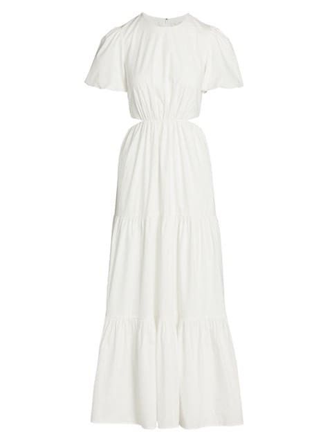 Wayf  Cutout Tiered Maxi Dress- White Dress- Bride To Be | Saks Fifth Avenue