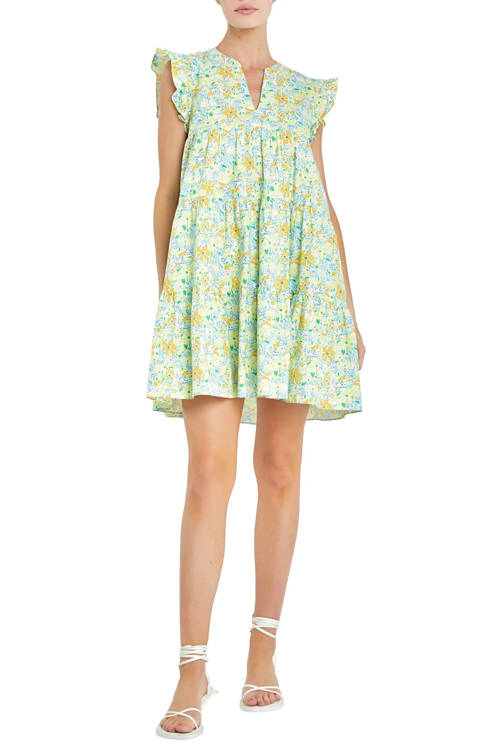 English Factory Floral Tiered Minidress | Nordstrom | Nordstrom