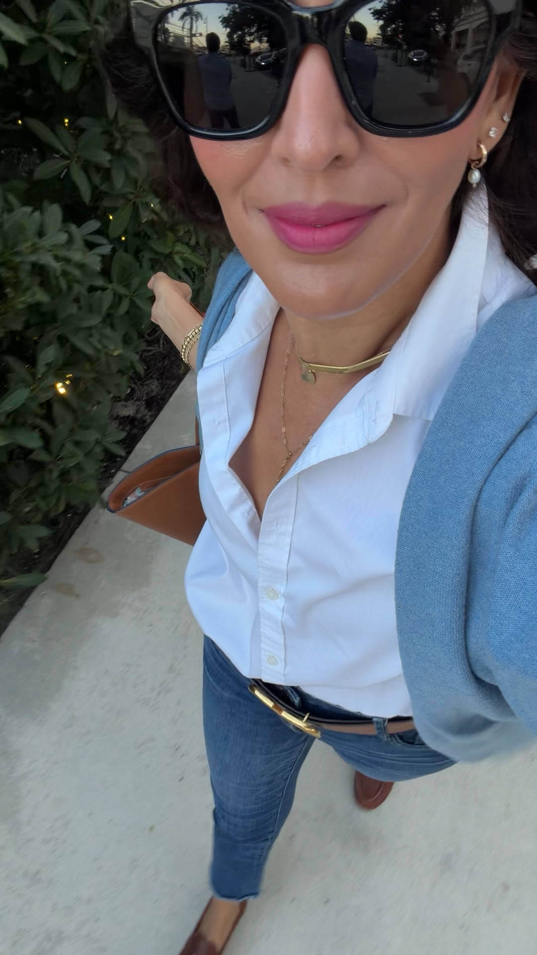 Size 2 in jeans! They are so flattering and very stretchy. Size L in button down. Size 85cm in Maison Valentino belt. That way I can wear it on my hips too. Shies are butter!!!! So comfy. Size down in shoes. Wearing 8.5. Usually 9.5#LTKSpringSale

#LTKootd #LTKOver40 #LTKSeasonal