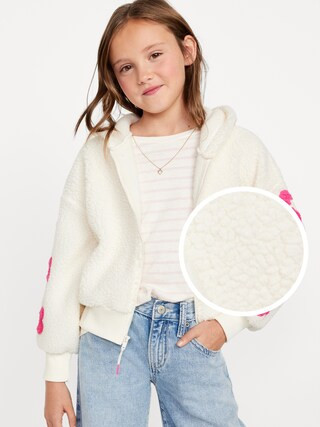 Cozy Sherpa Zip-Front Hooded Jacket for Girls | Old Navy (US)