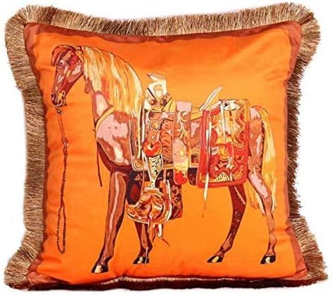 VenusL Tassels Double-Sided Velvet Throw Pillow Covers,Horse,Saddle,Carriage,Knightship,Knight& S... | Amazon (US)