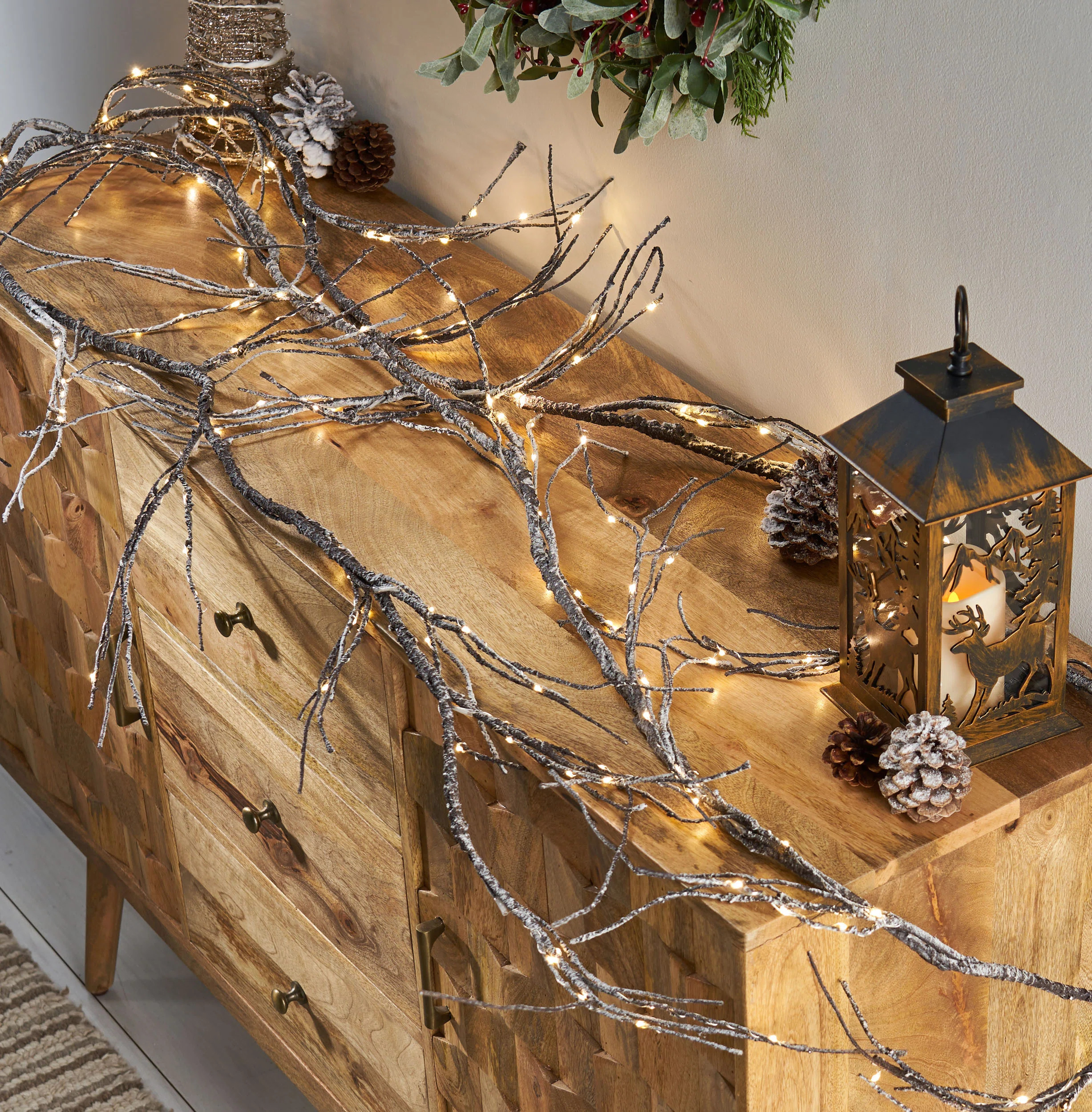 Throwback 18 Foot Artificial Snowy Pre Lit LED Christmas Garland | Wayfair North America