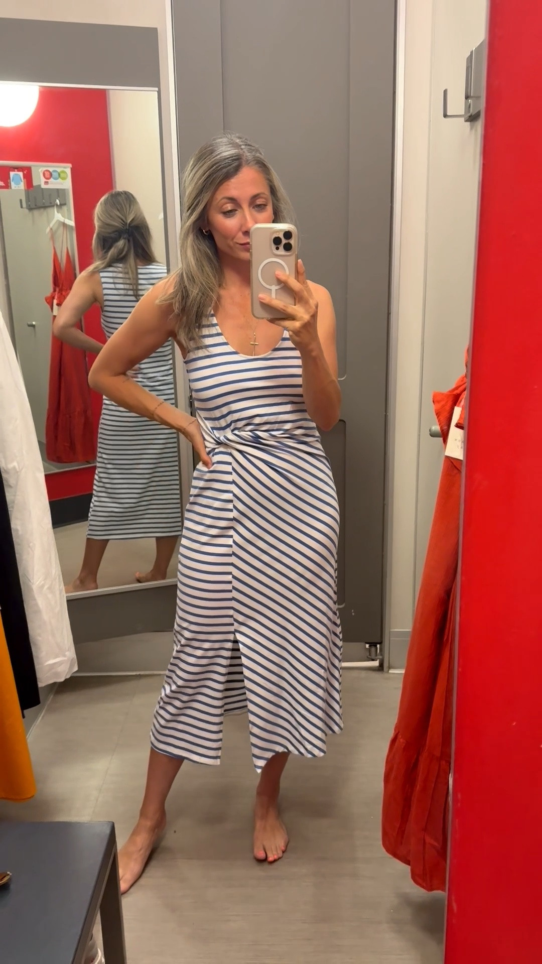 Ok ok this one is wayyy better on that the rack!!! I am sooo pleasantly surprised! But also, give me anything that’s blue!! And this striped dress from A New Day Target is sooo form flattering and will absolutely look good on anyone! Wearing XS

#LTKOver40 #LTKPetite #LTKootd