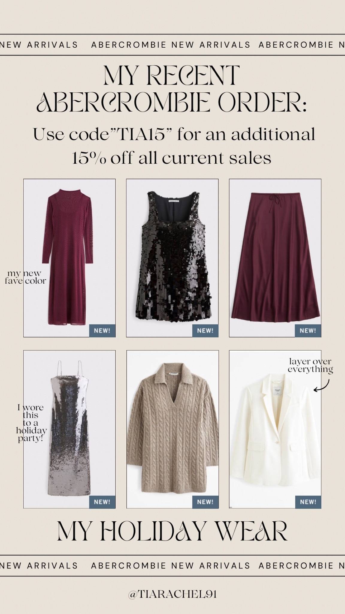 Abercrombie 25% off sale!! TIA15 stacks for an extra 15% off. Loving sequins and satin for holiday party looks or NYE! #abercrombiepartner @abercrombie

#LTKParties #LTKCyberWeek #LTKStyleTip