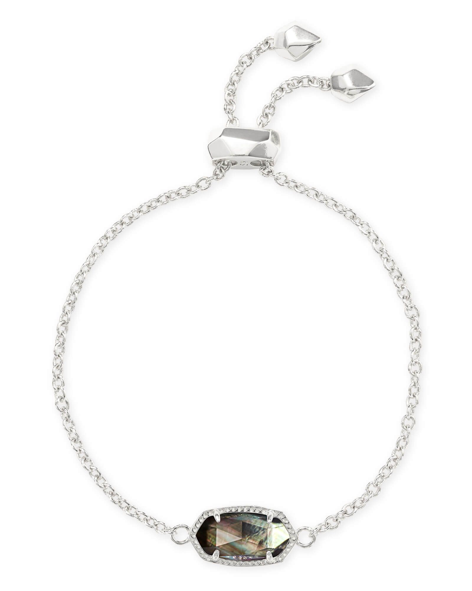Elaina Bright Silver Adjustable Chain Bracelet in Black Mother-of-Pearl | Kendra Scott | Kendra Scott