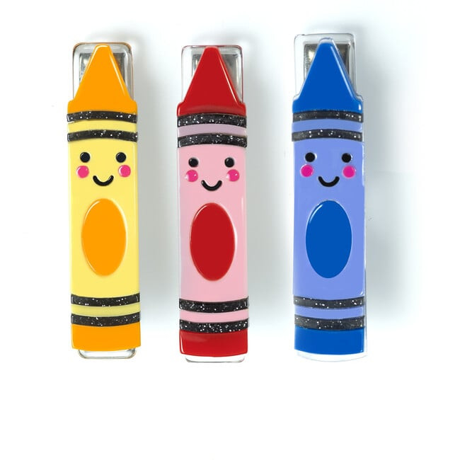 Set of 3 Happy Crayons Alligator Clips,  Primary Colors | Maisonette