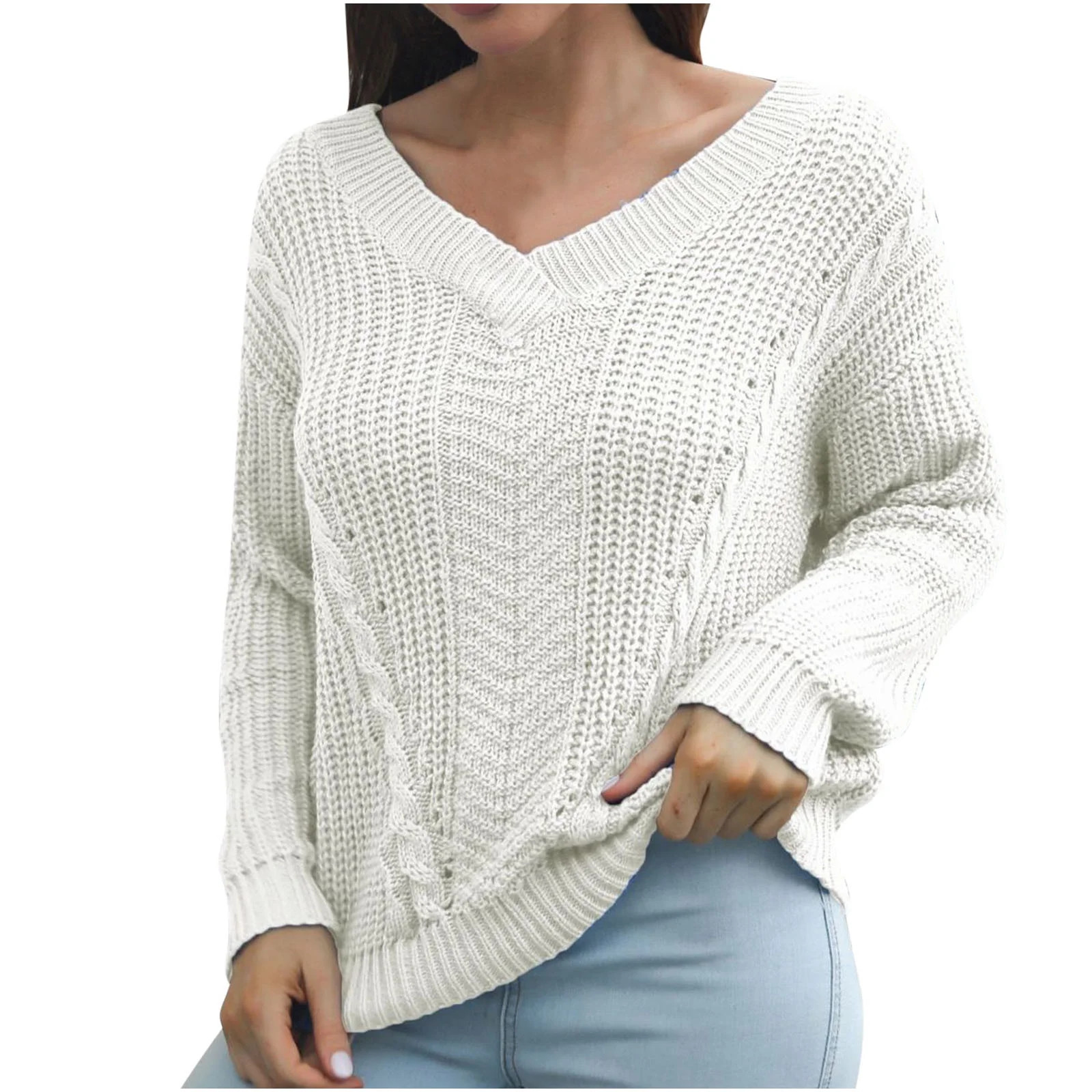 BUIgtTklOP no boundaries Sweaters For Women Clearance Plus Size Women'S Hollow V-Neck Sweater Wom... | Walmart (US)