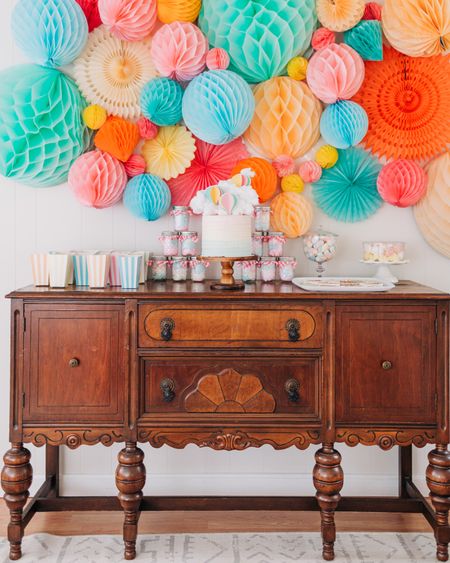 Honeycomb rainbow wall 1st birthday decor

#LTKbaby #LTKhome