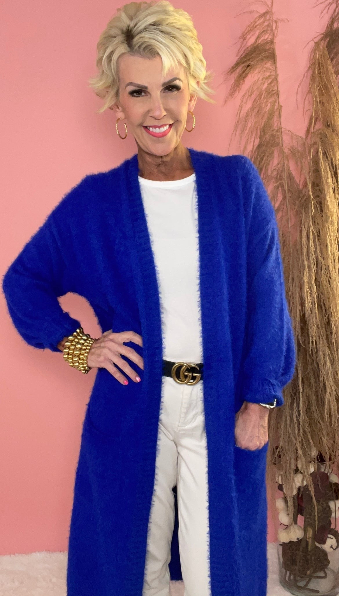 Kentucky Blue Oversized Cardigan | Peppered with leopard