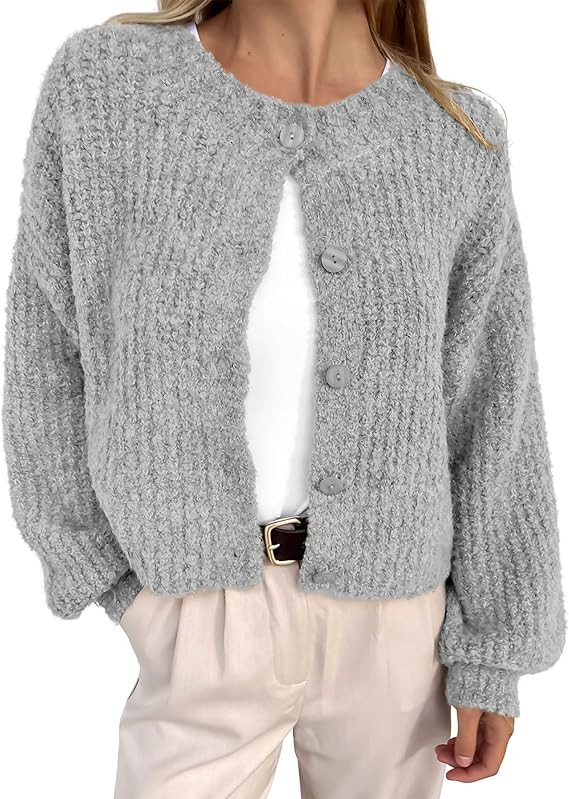 BTFBM Cardigan Sweaters for Women Fall 2026 Long Sleeve Button Down Soft Loose Chunky Knit Outwea... | Amazon (US)