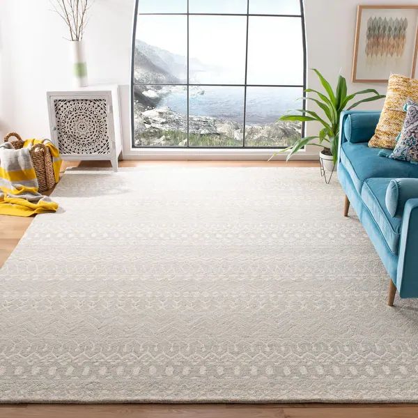 SAFAVIEH Handmade Micro-Loop Ljubica Wool Rug - 8' x 10' - Aqua/Ivory | Bed Bath & Beyond