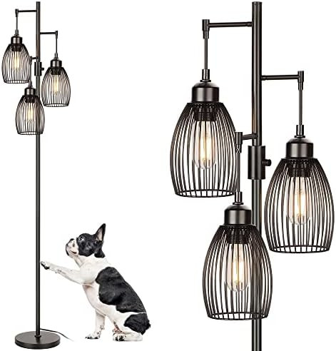 【Upgraded】Dimmable Floor Lamp, 3 x 800LM LED Edison Bulbs Included, Industrial Floor Lamps for Livin | Amazon (US)