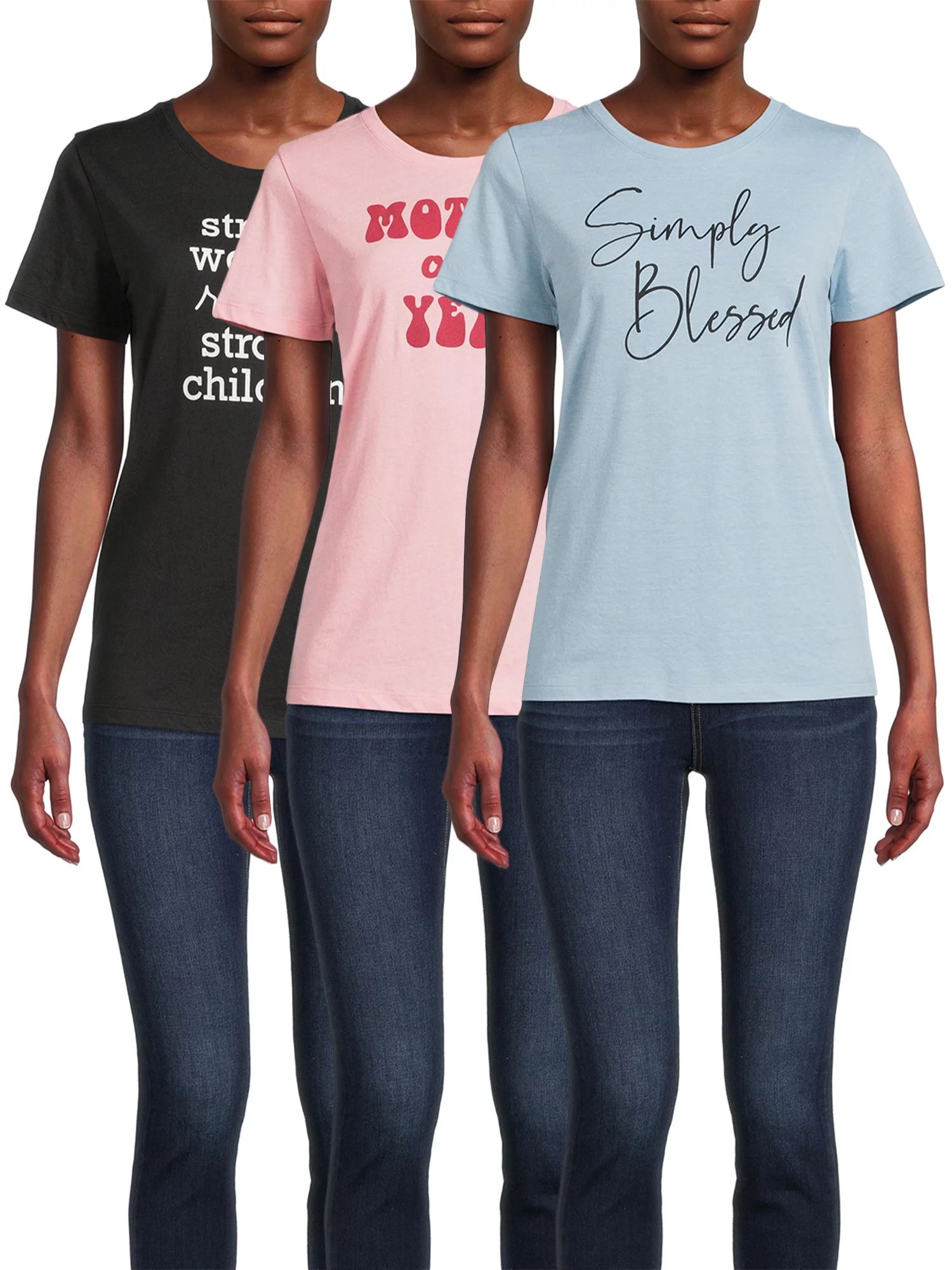 Way to Celebrate Women's Mother's Day Short Sleeve Graphic Tee - 3 Pack | Walmart (US)