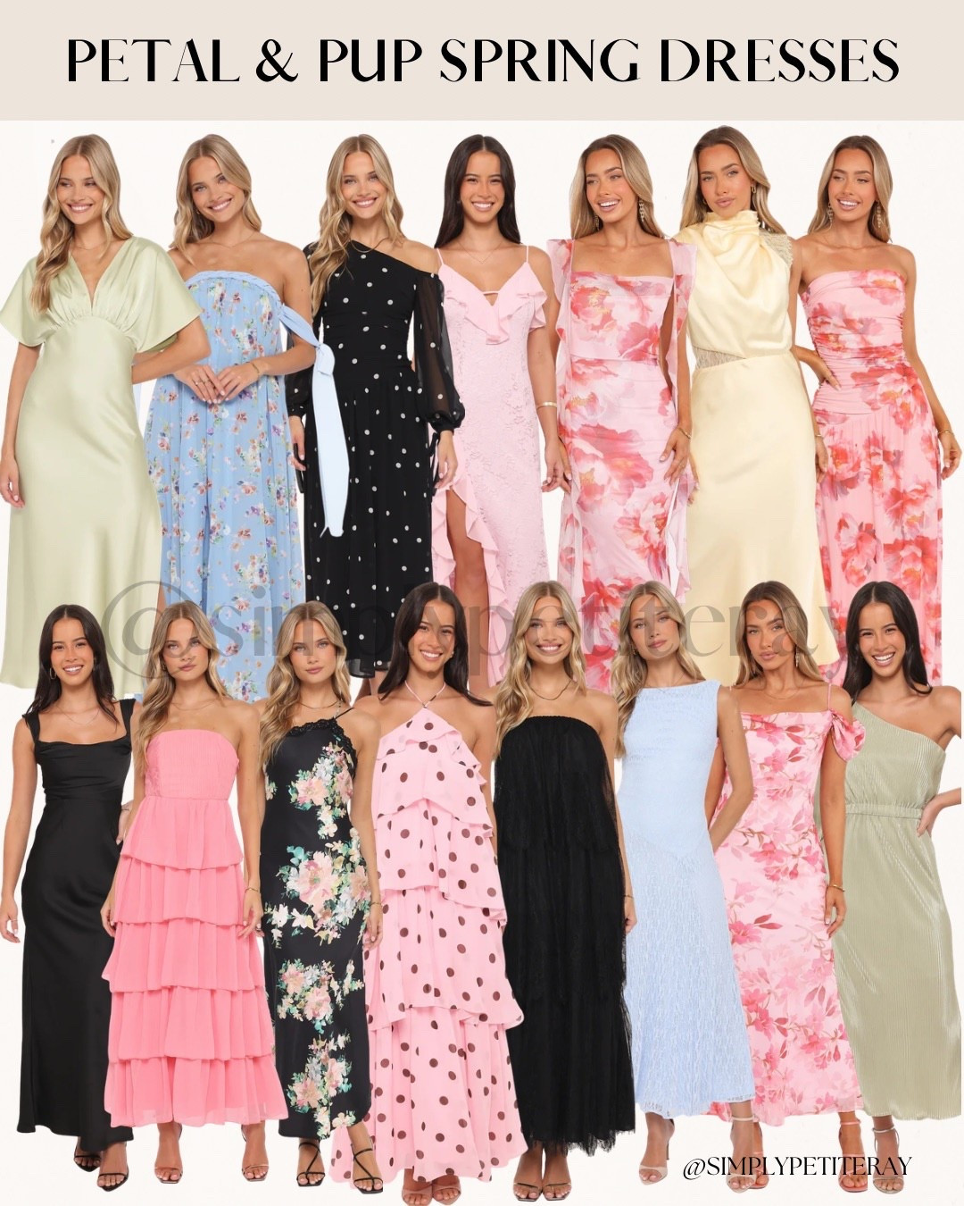Pastels, Prints, & Petal and Pup! 🌸

Embrace the ultimate spring refresh with these gorgeous dresses mostly under $100! 💖

I am obsessed with the statement variety: from tiered polka dot maxis and ruffled floral midis to sleek satin slips in soft sage and buttery yellow. Balance the romantic silhouettes with dainty gold jewelry and strappy heels. Finish the look with a simple clutch for a touch of polished glam that is perfect for every spring wedding, garden party, or special brunch on your calendar!

#PetalAndPup
#SpringDresses
#WeddingGuestStyle
#FloralDress
#EasterOutfit
#MidiDress
#MaxiDress
#SpringTrends
#FeminineStyle
#OccasionWear
#LTKUnder100
#GardenParty
#OutfitInspo
#RomanticStyle
#SundressSeason


#LTKWedding #LTKootd #LTKSeasonal