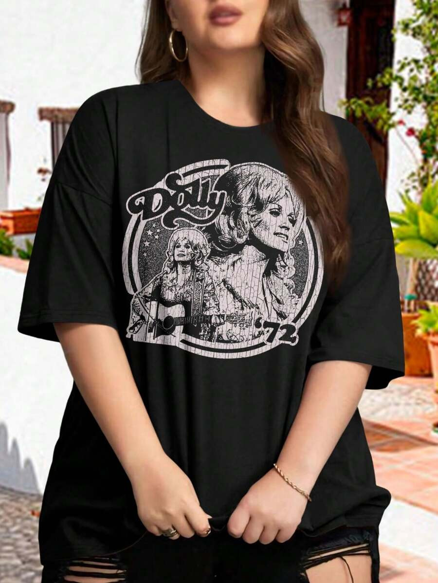 Vintage Dolly Parton Country Music Oversize Women T-Shirt - Jolene Large Size For Women | SHEIN