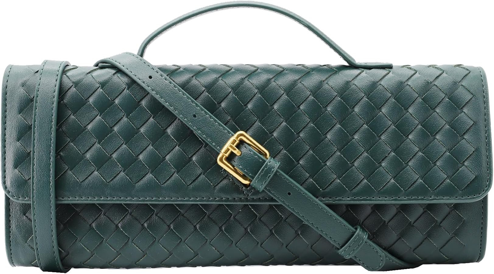 Woven Clutch Purse for Women Designer Shoulder Handbag Leather Crossbody Evening Bag with Detacha... | Amazon (US)