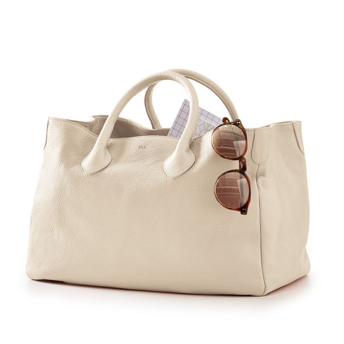 The Elisabetta Slouch Handbag, Alce Leather, Ivory | Mark and Graham