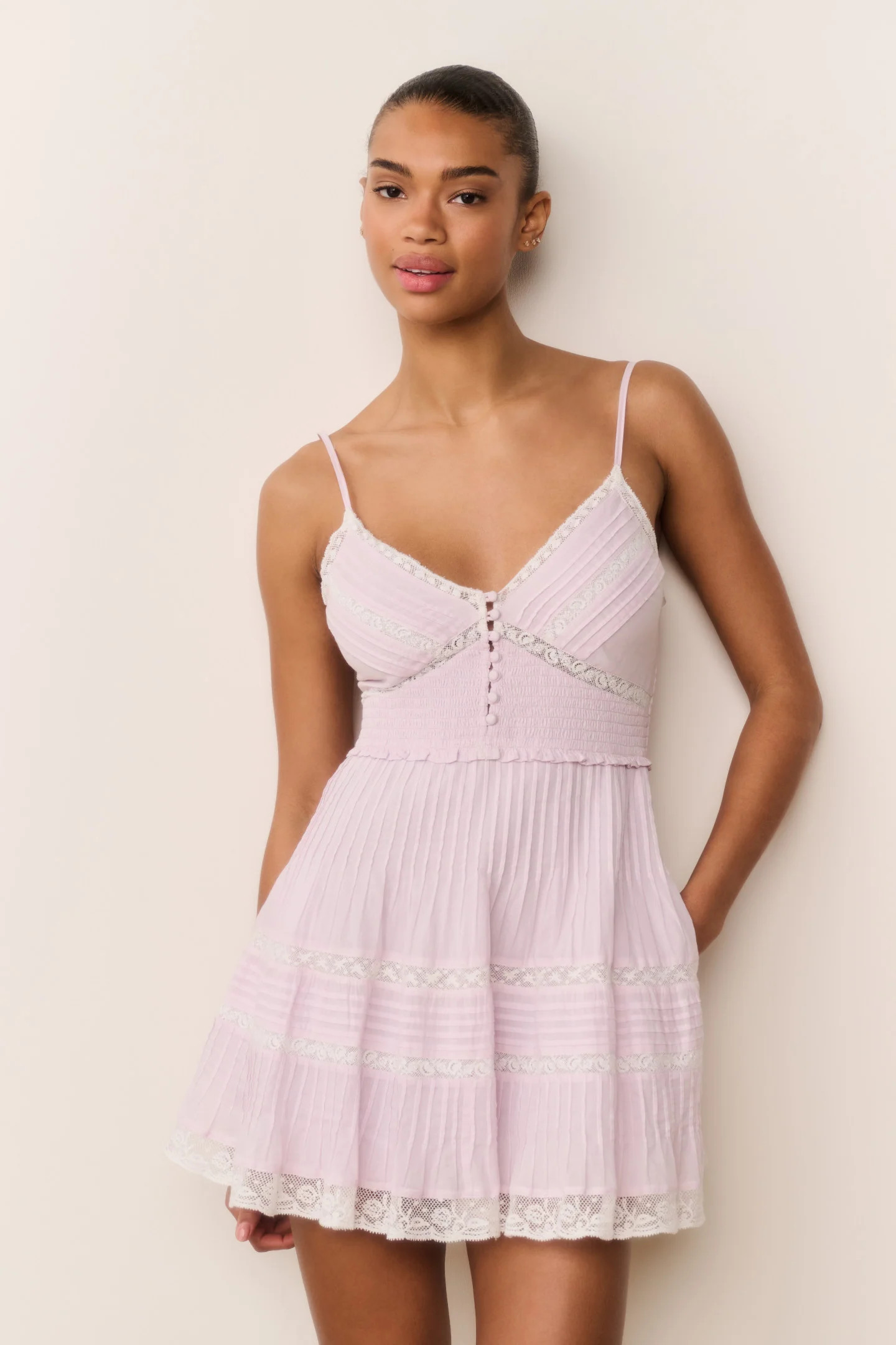 Krista Lace-Trimmed Cotton Mini Dress | LoveShackFancy