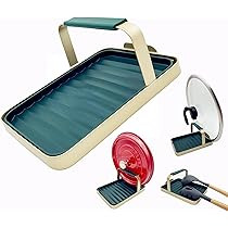 Spoon Rest for Stove Top with Pot Lid Holder- Utensil Rest for Spoons, Ladle, Tongs, Kitchen Tools a | Amazon (US)