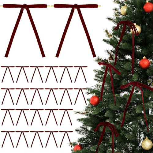 GEBETTER 24 pcs Wine Red Velvet Bows with Twist Ties for Christmas Tree Decorations Christmas Decorative Bows Christmas Bow Christmas Bows Decorative Xmas Decor Wreath Ornament | Amazon (UK)