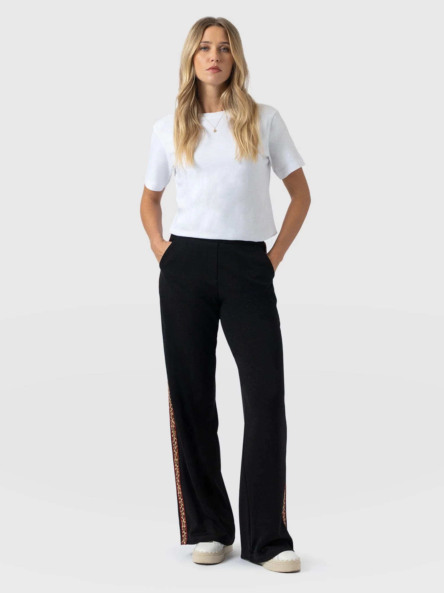 Victory Straight Leg Pant - Black - Leopard | Saint + Sofia