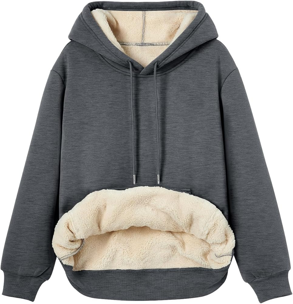 Trendy Queen Women's Winter Fleece Sherpa Lined Hoodie Casual Warm Pullover Hooded Sweatshirt | Amazon (US)