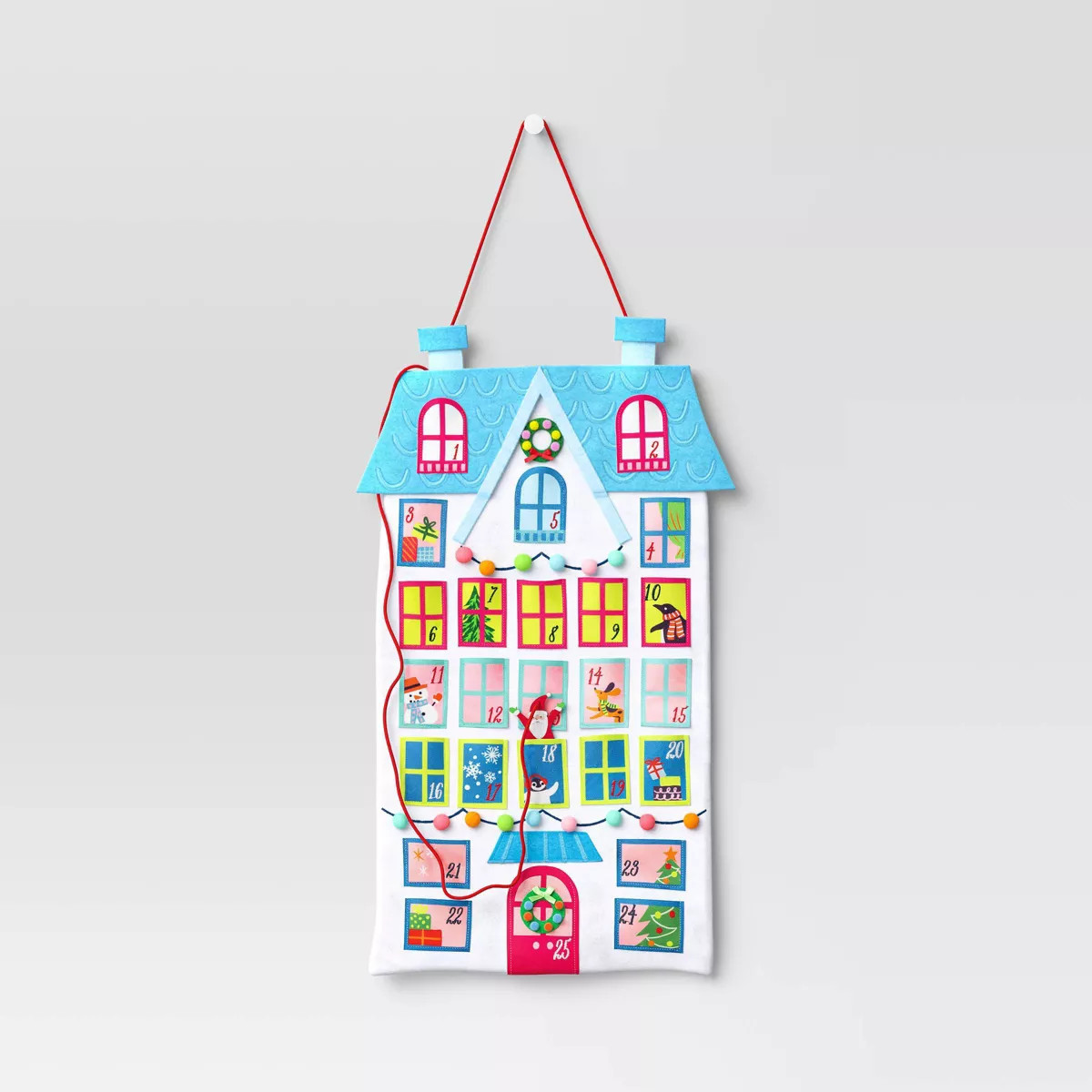 23" Fabric House Hanging Christmas Advent Calendar with Santa Counter - Wondershop™ | Target