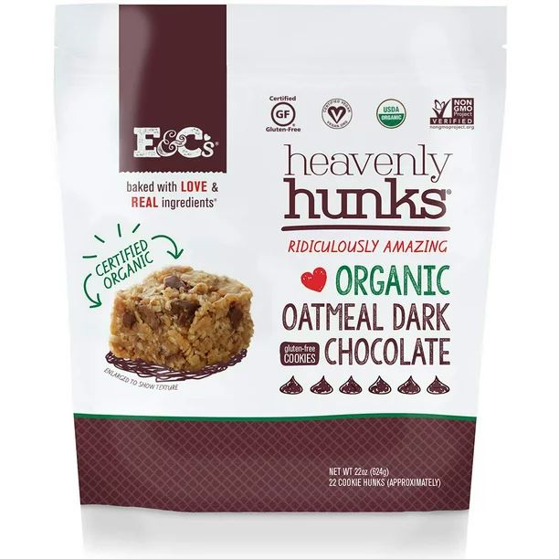 E&C’s Snacks Heavenly Hunks - Certified Organic Oatmeal Dark Chocolate Cookies (22 oz) | Walmart (US)
